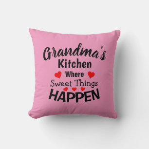 Add Name Change ALL Text Grandmas Kitchen Sweet Throw Pillow