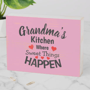 Add Name Change ALL Text Grandmas Kitchen Sweet Wooden Box Sign