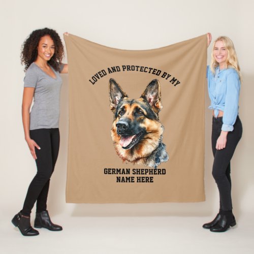 Add Name Change ALL Text Loved  Protected by GSD Fleece Blanket