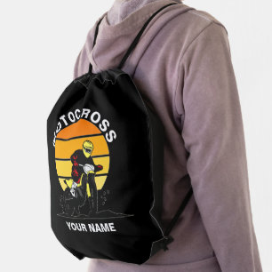 Add Name Change ALL Text Motocross Motorcycle      Drawstring Bag
