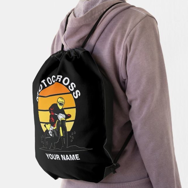 Add Name Change ALL Text Motocross Motorcycle      Drawstring Bag (Insitu)
