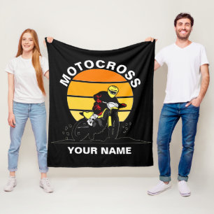 Add Name Change ALL Text Motocross Motorcycle      Fleece Blanket