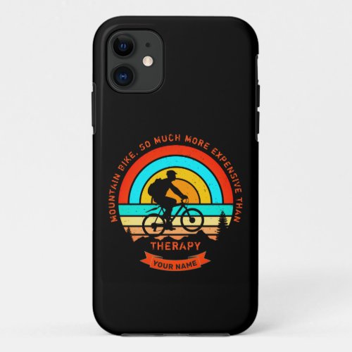 Add Name Change All Text Mountain Bike Therapy     iPhone 11 Case