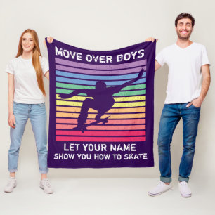 Add Name Change ALL Text Move Over Boys Let Her Fleece Blanket