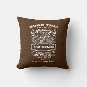 Add Name Change ALL Text Road Trip 20XX Motorcycle Throw Pillow