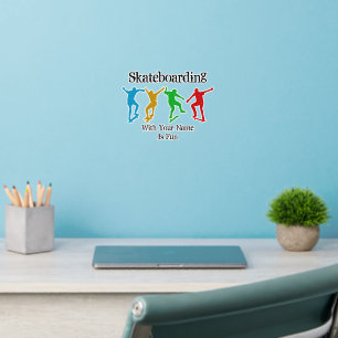 Add Name Change ALL Text Skateboarding Figures Wall Decal