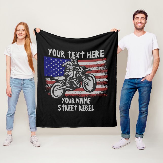 Add Name Change ALL Text Street Rebel Fleece Blanket (In Situ)