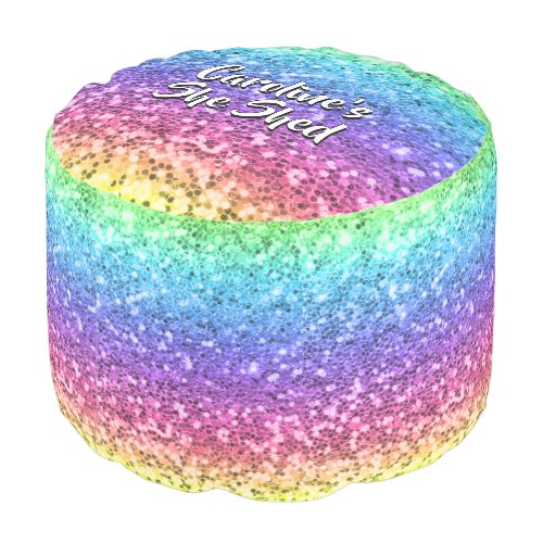 Add Name Change Any Text She Shed Sparkle Rainbow  Pouf