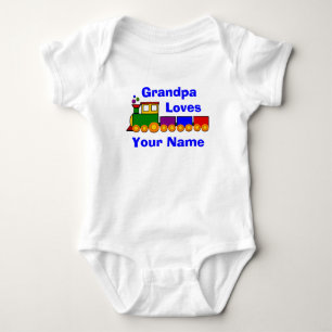 Add Name Change Grandpa Word, Loves Baby Toy Train Bodysuit