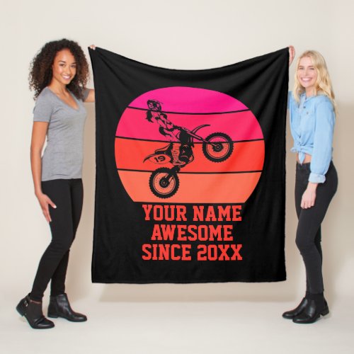 Add Name Change Text Awesome Since 20xx Dirt Bike  Fleece Blanket