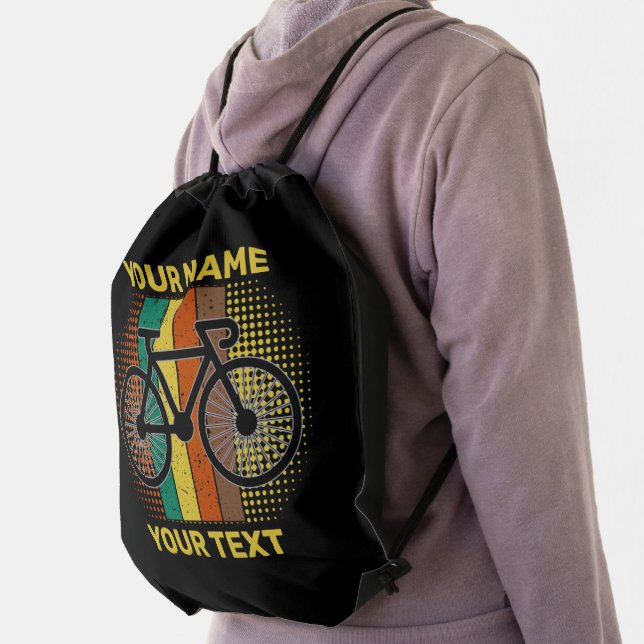 Add Name Change Text  Bicycle          Drawstring Bag (Insitu)