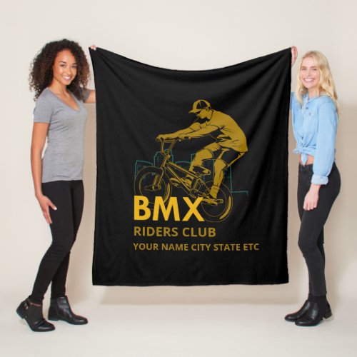 Add Name Change Text BMX Riders Club Urban City    Fleece Blanket