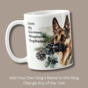 Add Name Change Text, German Shepherd in Snow #3 Coffee Mug