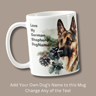 Add Name Change Text, German Shepherd in Snow #3  Coffee Mug