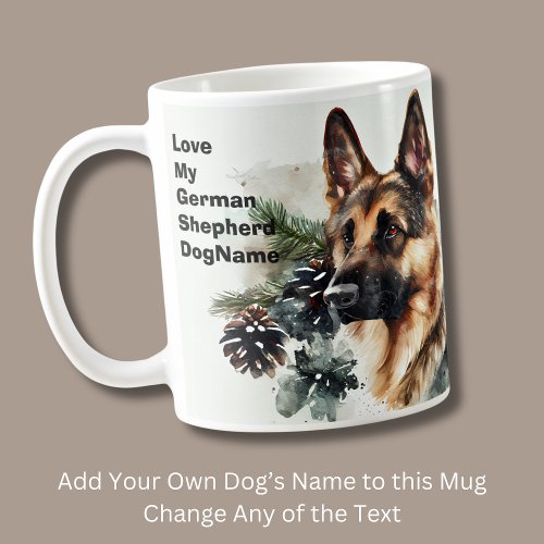 Add Name Change Text German Shepherd in Snow 3  Coffee Mug