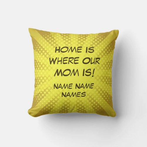 Add Name Change Text Home Is Where Mom Is          Throw Pillow