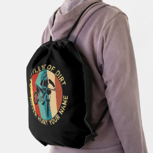 Add Name Change Text Little Bit of Dirt Never Hurt Drawstring Bag