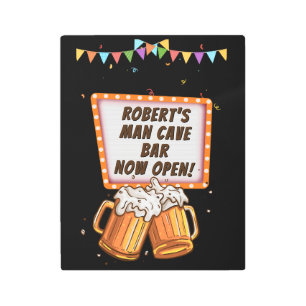 Add Name Change Text Man Cave Bar Beer Metal Print