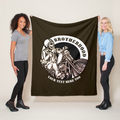 Add Name Change Text Motorcycle Brotherhood        Fleece Blanket