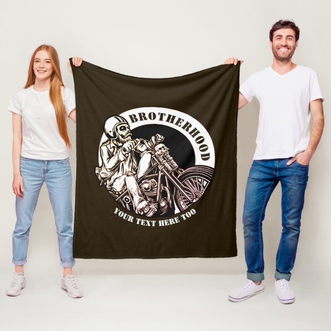 Add Name Change Text Motorcycle Brotherhood        Fleece Blanket (In Situ)