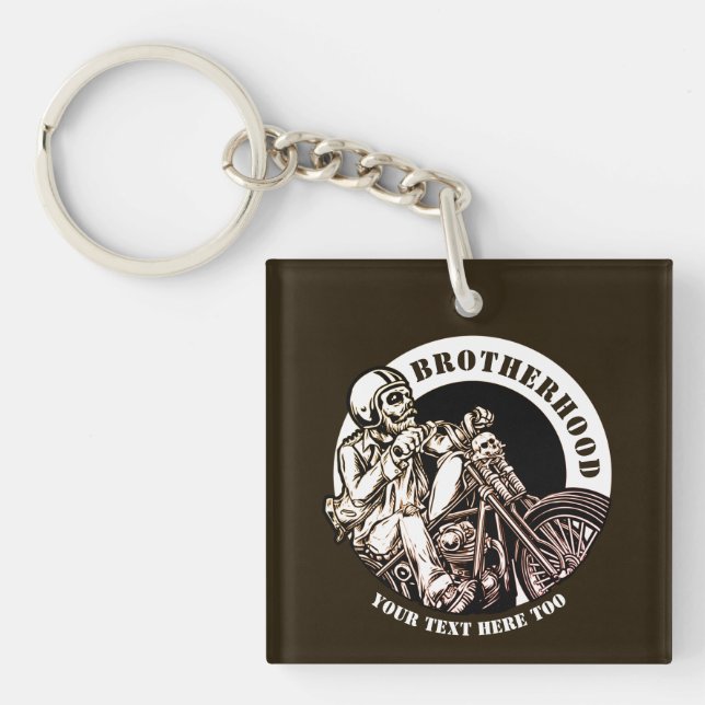 Add Name Change Text Motorcycle Brotherhood        Keychain (Front)