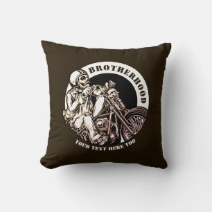 Add Name Change Text Motorcycle Brotherhood        Throw Pillow