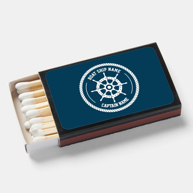 Add Name Change Text Nautical Anchor Ship Boat Matchboxes (Front Open)