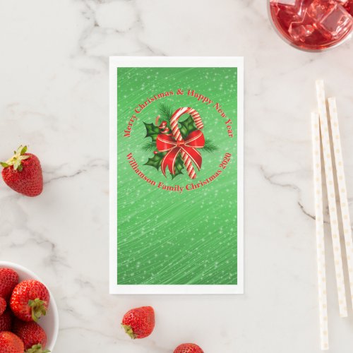 Add Name Change Text Red Green Christmas Paper Guest Towels
