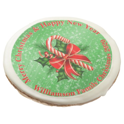Add Name Change Text Red Green Christmas Sugar Cookie
