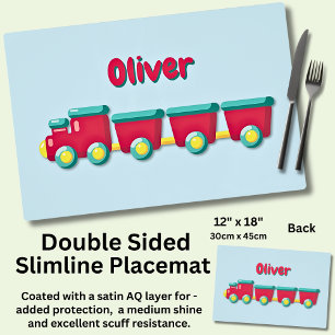 Add Name Change Text, Red Train Child Boy's Placemat