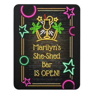 Add Name Change Text She-Shed Bar Cocktails Door Sign