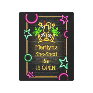 Add Name Change Text She-Shed Bar Cocktails Metal Print