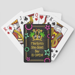 Add Name Change Text She-Shed Bar Cocktails Poker Cards