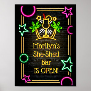 Add Name Change Text She-Shed Bar Cocktails Poster