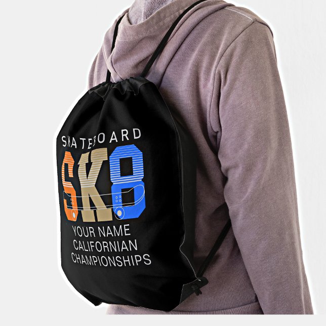 Add Name Change Text SK8 Skateboard Championship   Drawstring Bag (Creator Uploaded)