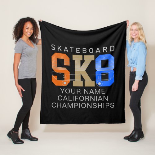 Add Name Change Text SK8 Skateboard Championship   Fleece Blanket