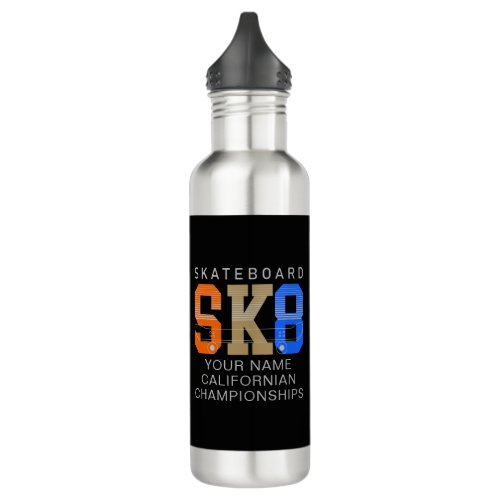 Add Name Change Text SK8 Skateboard Championship  Stainless Steel Water Bottle