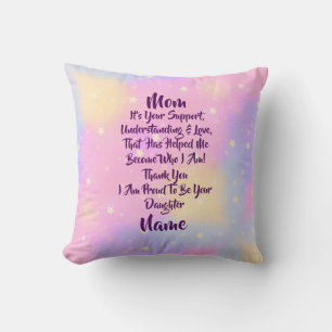 Add Name Change Text Thank You Mom Mother's Day Throw Pillow