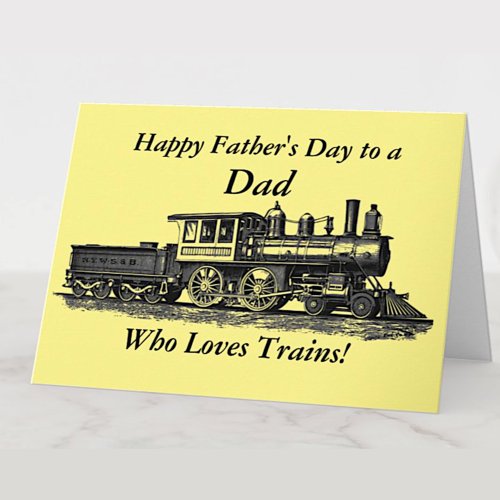 Add Name Change Text Train Railroad Fathers Day Card
