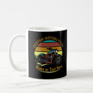 Add Name Change Text Vintage Rainbow Motorcycle    Coffee Mug