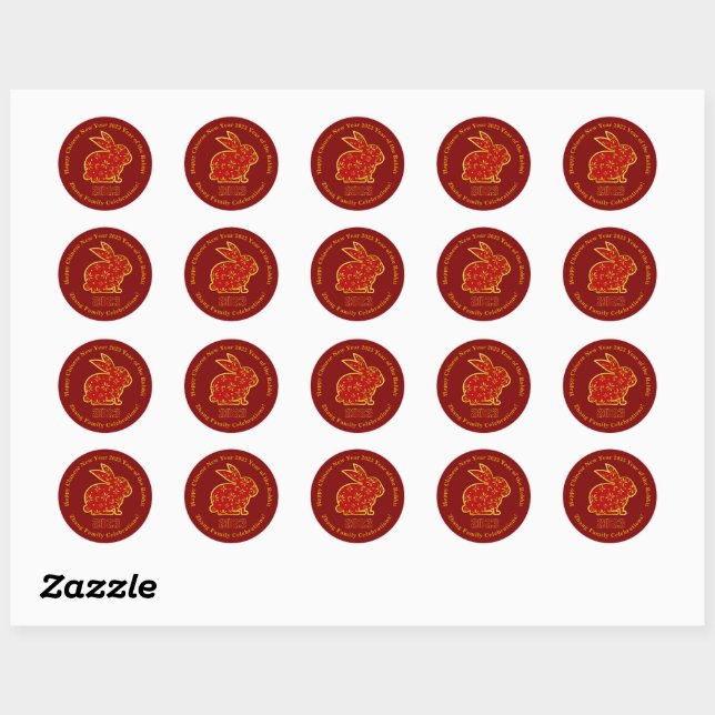 Add Name Chinese New Year 2023 Rabbit Gold  1.5" Classic Round Sticker (Sheet)