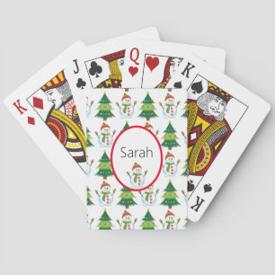 Add Name Christmas Stocking Stuffer Snowman Poker Cards