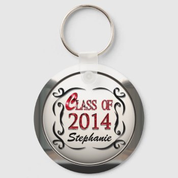 Add Name Class Of 2014 In Red Graduation Keychain by mvdesigns at Zazzle