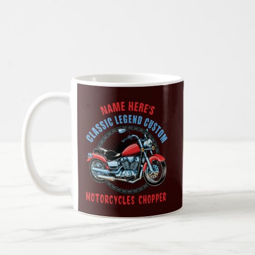Add Name Classic Custom Red Motorcycle Chopper     Coffee Mug