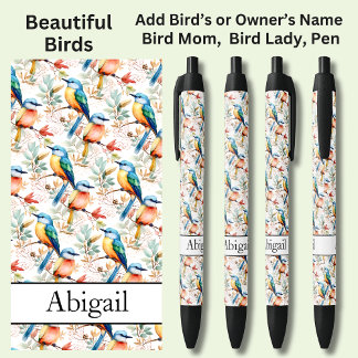 Add Name, Colorful Birds Pen