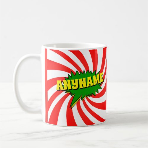 Add Name Comic Book Style Text Yellow Red Green  Coffee Mug