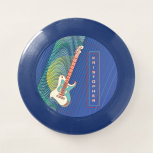 Add Name Cool Modern Teal & Blue Electric Guitar Wham-O Frisbee
