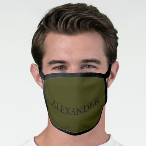 Add name Custom Army Olive Green Face Mask