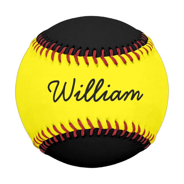Add Name Custom Black and Yellow Baseball (Front)
