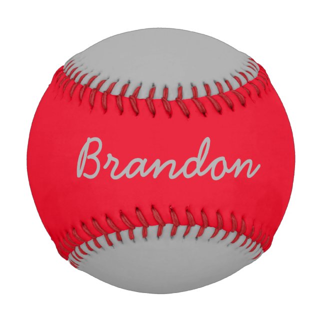 Add Name Custom Gray and Red Baseball (Front)